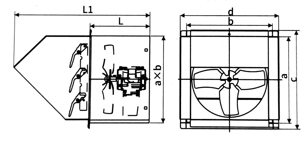 Industrial Wall-Mounted Exhaust Fan with Square Rain-Proof Shutter