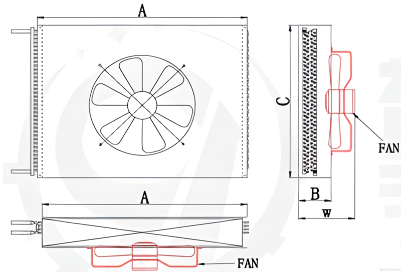 Chiller Industrial Heating Fan Copper Tube Aluminum Fin Exhaust Fan Heat Exchanger Chiller Industrial Heating Fan Copper Tube Aluminum Fin Exhaust Fan Heat Exchanger